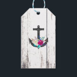 Étiquettes-cadeau Rustic Beach Anchor & Bold Floral Summer Nautical<br><div class="desc">personnalisation avec n'importe quel texte</div>