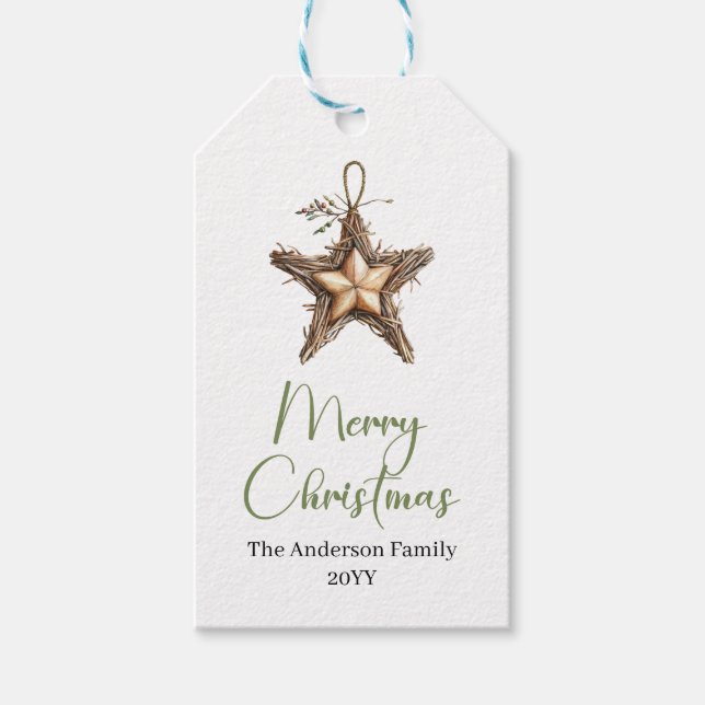 Étiquettes-cadeau Rustic Bohemian Botanical Christmas Gift Tag (Devant)