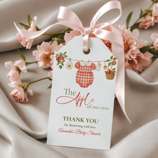 Étiquettes-cadeau Rustic Clothesline Apple Locally Grown Baby Shower (Créateur téléchargé)