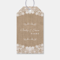 Rustic Country Burlap Dentelle Mariage Tags cadeau