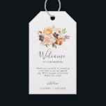 Étiquettes-cadeau Rustic Earth Florals Mariage Bienvenue<br><div class="desc">Ces fleurs de terre rustiques mariages étiquettes cadeaux de bienvenue sont parfaites pour un mariage de automne. L'élégante décoration de tons de terre comprend des fleurs rustiques d'aquarelle en terre cuite, en cuivre, orange brûlé, pêche, rose roux et blanc crème avec style boho vintage. Personnalisez les étiquettes avec l'emplacement de...</div>