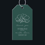 Étiquettes-cadeau Rustic Emerald Floral Mariage Merci Cadeau<br><div class="desc">Illustration florale sur arrière - plan vert émeraude.</div>