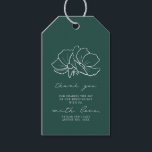 Étiquettes-cadeau Rustic Emerald Floral Mariage Merci Cadeau<br><div class="desc">Illustration florale sur arrière - plan vert émeraude.</div>