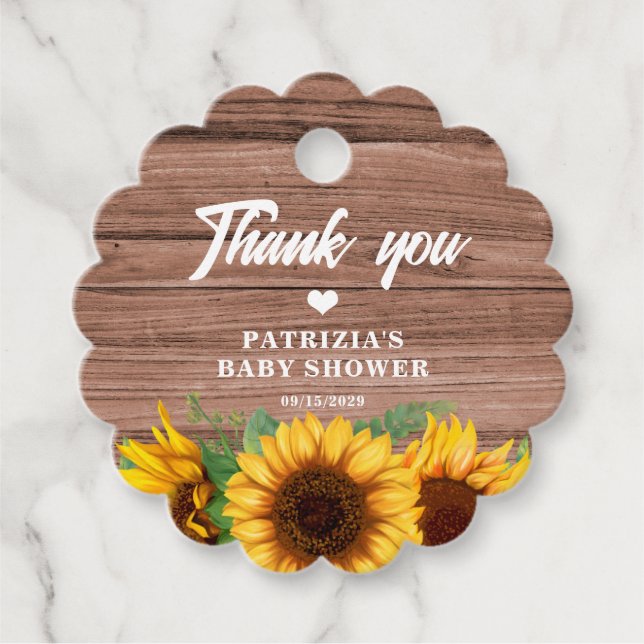 Étiquettes Cadeau Rustic Fall Sunflower | Baby Shower (Devant)