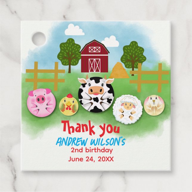 Étiquettes Cadeau Rustic Farm Party Animals Balls Ready to Play Ball (Devant)