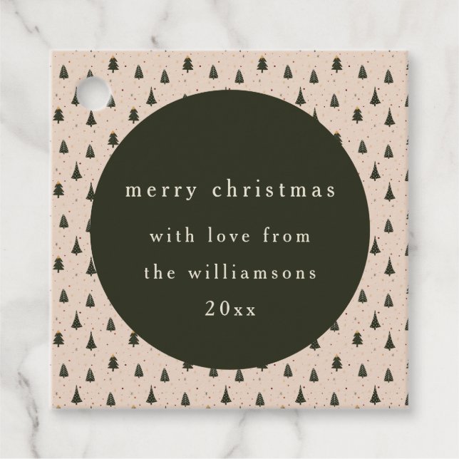 Étiquettes Cadeau Rustic Forest Green Noël Trees cadeau de (Devant)