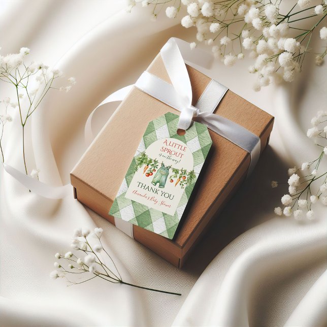 Étiquettes-cadeau Rustic Gender Neutral Little Sprout Baby Shower (Créateur téléchargé)