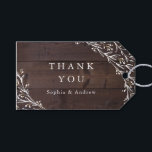 Étiquettes-cadeau Rustic Grange Boho Boho Floral Country merci<br><div class="desc">Design floral fleur sauvage rustique sur bois brun foncé grange arrière - plan,  simple et élégant,  grand merci les étiquettes pour le mariage campagnard jardin d'automne,  mariage rustique d'hiver,  mariage boho vintage,  ou mariage de jardin botanique extérieur. Voir toutes les pièces correspondantes dans la collection.</div>