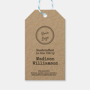 Étiquettes-cadeau Rustic Handmade in USA Ajouter votre logo