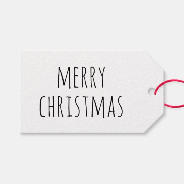 Étiquettes-cadeau Rustic Kraft Joyeux Noël | Minimaliste des Fêtes (Devant (Horizontal))