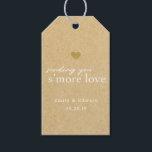 Étiquettes-cadeau Rustic Kraft S'more Love Custom Wedding Favor Tags<br><div class="desc">Des étiquettes de mariage S'mores personnalisées avec "envoi's'more love" dans un design élégant de script manuel. Personnalisez avec les initiales du couple/épouse et du marié et la date du mariage.</div>