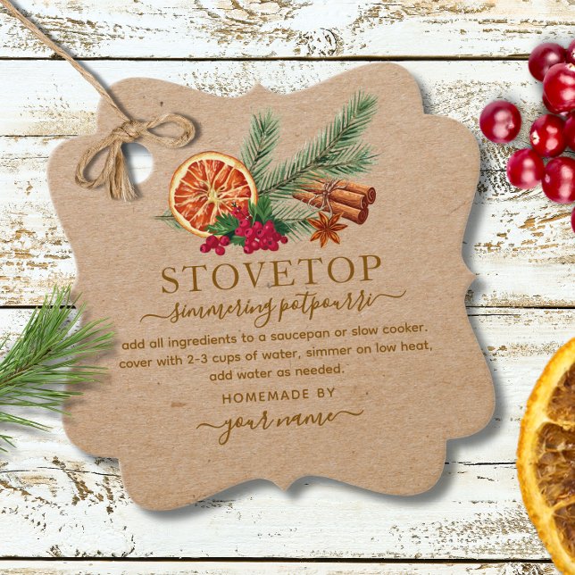 Étiquettes Cadeau Rustic Kraft Stovetop Potpourri Tag (Créateur téléchargé)