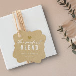 Étiquettes Cadeau Rustic Kraft The Perfect Blend Wedding Favor Tags<br><div class="desc">Des étiquettes personnalisées pour mariage avec le design de script à la main moderne "The Perfect Blend". Personnalisez avec les noms des mariés et des mariés/couples et la date du mariage pour une touche de style sur le café mariage/les fèves faveurs et cadeaux.</div>