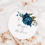 Étiquettes Cadeau Rustic Navy Blue Floral Wedding Favor Tags<br><div class="desc">Marche de mariage à thème floral rustique avec aquarelle illustration de pivoine bleu marine avec verdure. Parfait pour une fête d'automne.</div>