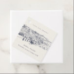 Étiquettes Cadeau Rustic Navy Blue Winery Mountain Mariage croquis<br><div class="desc">Pour toute autre personnalisation ou tout autre élément correspondant,  n'hésitez pas à me contacter à l'adresse yellowfebstudio@gmail.com</div>