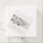 Étiquettes Cadeau Rustic Navy Blue Winery Mountain Mariage croquis<br><div class="desc">Pour toute autre personnalisation ou tout autre élément correspondant,  n'hésitez pas à me contacter à l'adresse yellowfebstudio@gmail.com</div>