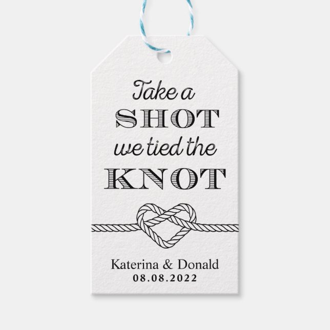 Étiquettes-cadeau Rustic Prenez une balle Nous avons lié le Mariage  (Devant)