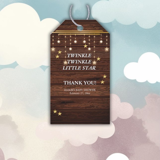 Étiquettes-cadeau Rustic Twinkle Twinkle Little Star Baby shower (Créateur téléchargé)