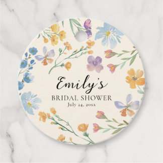 Étiquettes Cadeau Rustic Wildflower Watercolor Bridal Shower