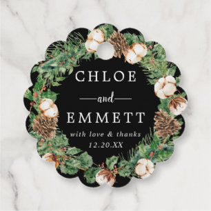 Étiquettes Cadeau Rustic Winter Botanical Wreath Wedding Favor Tags
