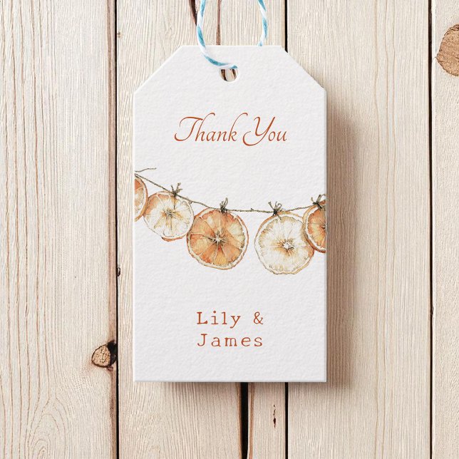 Étiquettes-cadeau Rustique Boho Automne Séché Orange Garland Mariage (Créateur téléchargé)