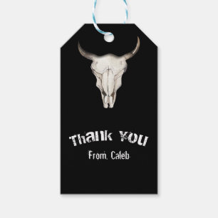 Étiquettes-cadeau Rustique Boho Bohemian Cow Bull fête d'anniversair