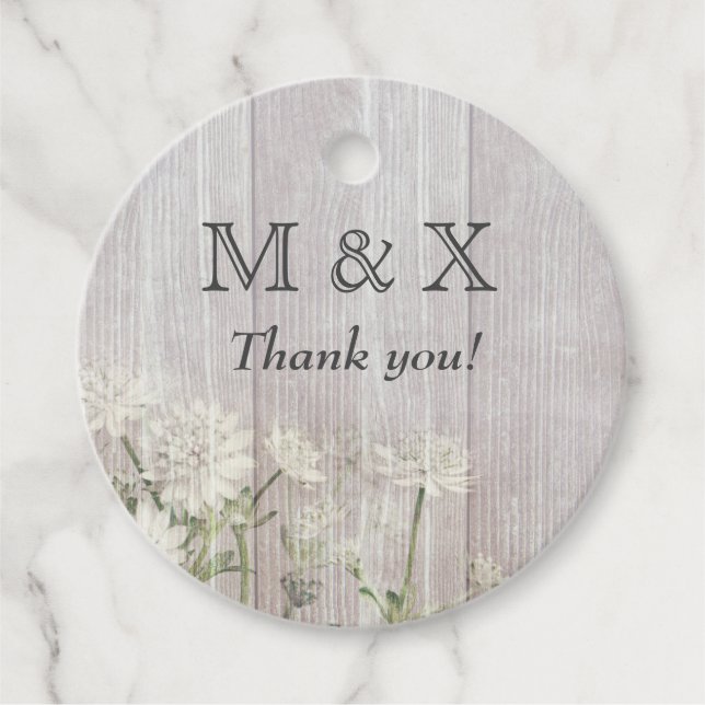 Étiquettes Cadeau Rustique Bois blanc Rustique Mariage ou parti (Devant)
