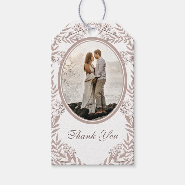 Étiquettes-cadeau Rustique Brown Mariage Vintage Botanique (Devant)