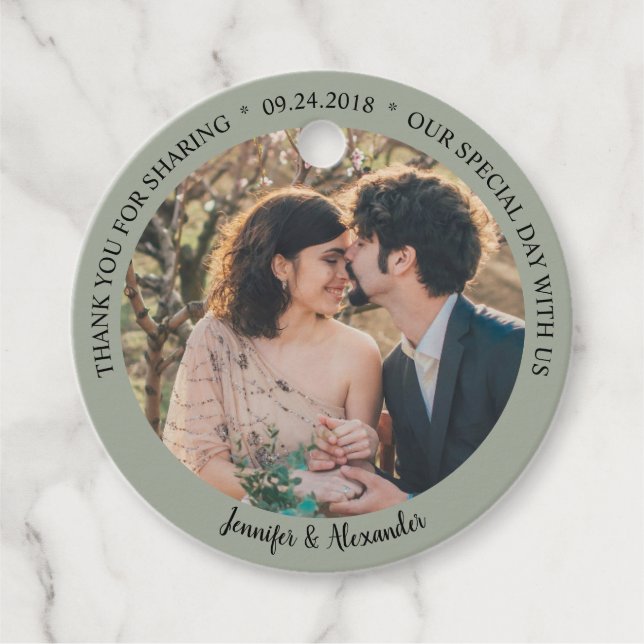 Étiquettes Cadeau Rustique élégant merci mariage campagnard photo (Devant)