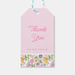 Étiquettes-cadeau Rustique Élégant rose Merci d'affaires floral