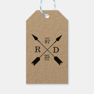 Étiquettes-cadeau rustique et bohème Flèche croisée Mariage pers