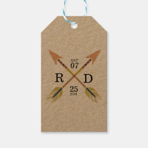 Étiquettes-cadeau rustique et bohème Flèche croisée Mariage pers