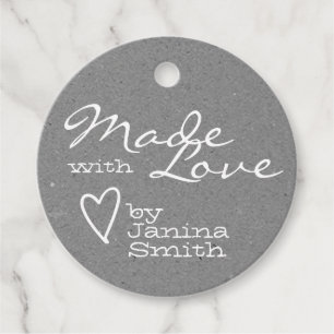 Étiquettes Cadeau Rustique Fabriqué avec le symbole de coeur d'amour