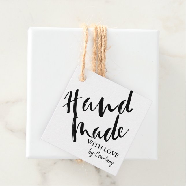 Étiquettes Cadeau Rustique fait à la main avec l'amour Script (En situation)