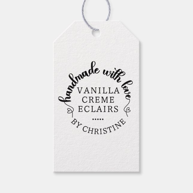 Étiquettes-cadeau Rustique fait à la main avec l'amour Script manusc (Devant)