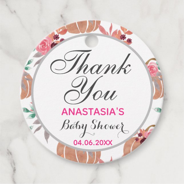 Étiquettes Cadeau Rustique Floral Automne Merci d'automne (Devant)