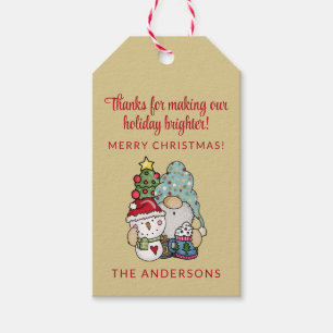 Étiquettes-cadeau Rustique Gnome Joyeux Noël Fête Favoriser G