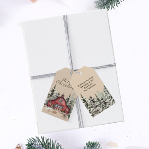Étiquettes-cadeau Rustique Grange Aquarelle Pays Noël