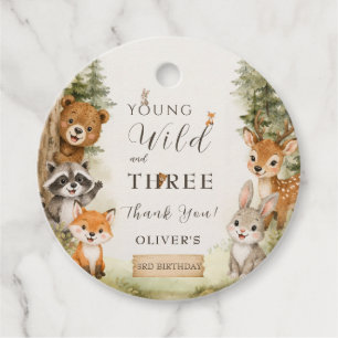 Étiquettes Cadeau Rustique Jeune Sauvage et Trois 3ème Anniversaire