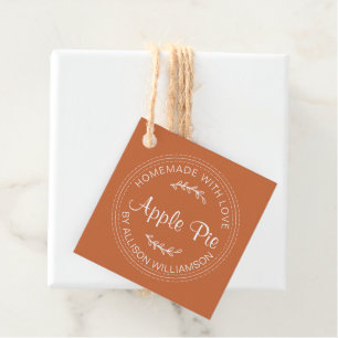 Étiquettes Cadeau Rustique Maison Produits Pâtisés Pomme Pie Brûlé O