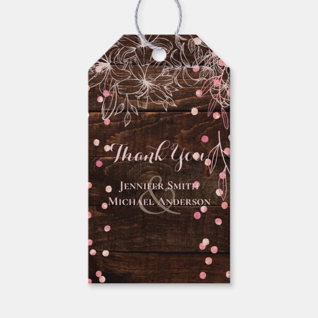 Étiquettes-cadeau Rustique moderne Dusty Rose rose Confetti Mariage (Devant)