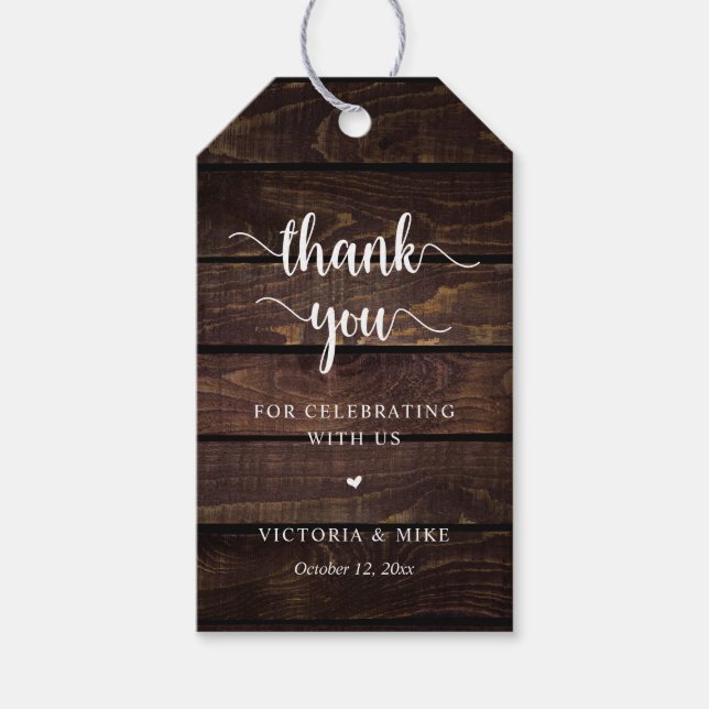 Étiquettes-cadeau Rustique moderne, Merci Mariage cadeau (Devant)