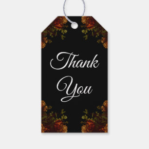 Étiquettes-cadeau Rustique Orange Noir Élégant Mariage Invitation