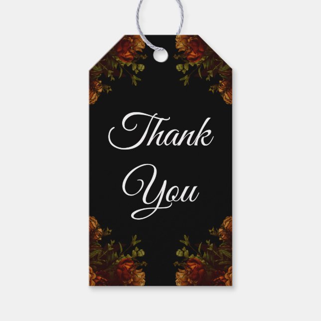 Étiquettes-cadeau Rustique Orange Noir Élégant Mariage Invitation (Devant)