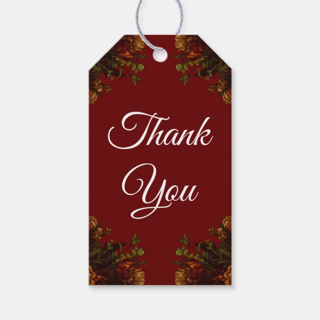 Étiquettes-cadeau Rustique Orange Red Fall Élégant Mariage gothique (Devant)