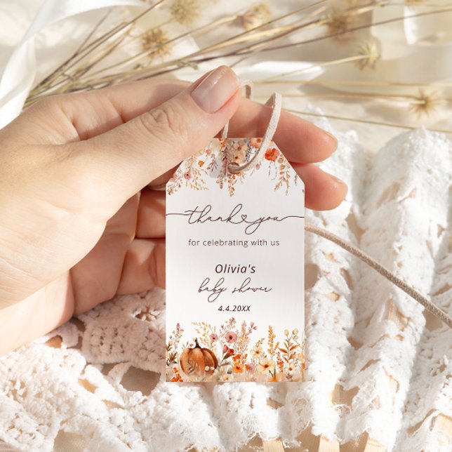 Étiquettes-cadeau Rustique Petit Citrouille Automne Fleur sauvage Me (Créateur téléchargé)