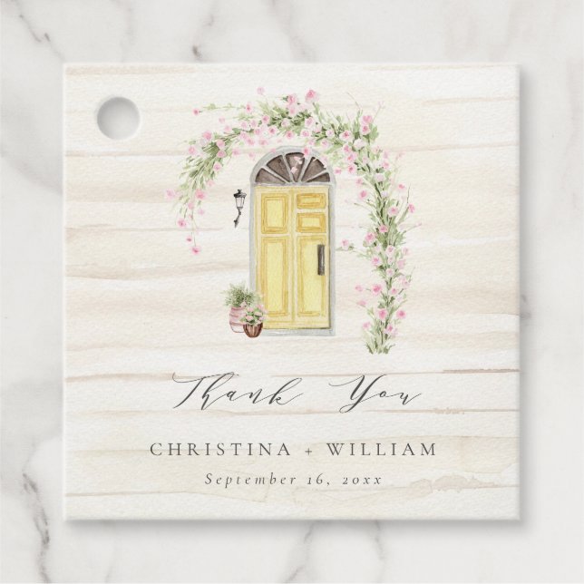 Étiquettes Cadeau Rustique Rose Cottage Jardin Mariage (Devant)