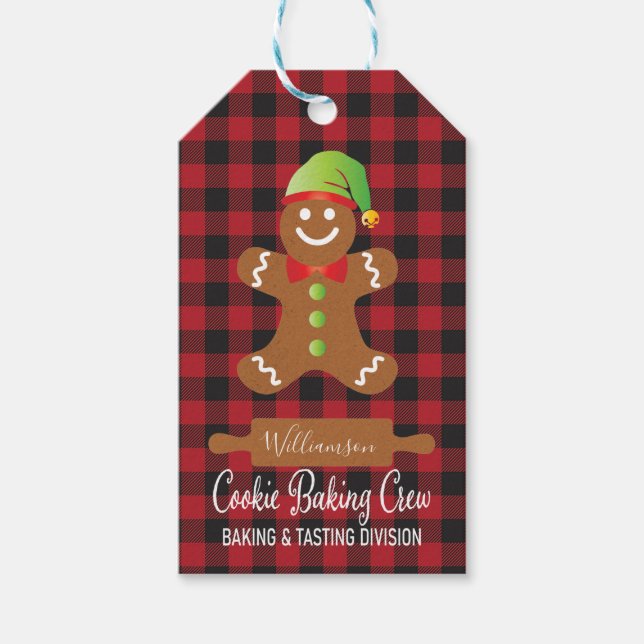 Étiquettes-cadeau Rustique Rouge Plaid Gastronomie (Devant)