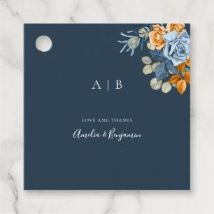 Étiquettes Cadeau Rustique Terracotta Bleu Nuit Rust Merci Mariage