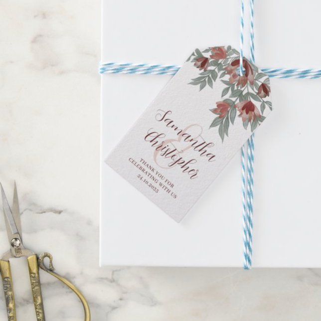 Étiquettes-cadeau Rustique Terracotta Floral Wedding Favoriser (Créateur téléchargé)